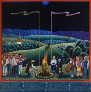 Łemkowska Watra - olej na płótnie, 60x60cm, 2025