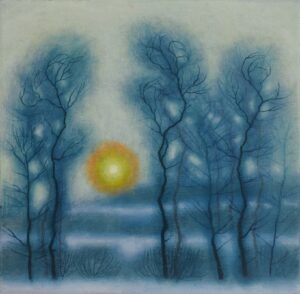 O świcie - olej na płótnie, 2025, 31x31 cm